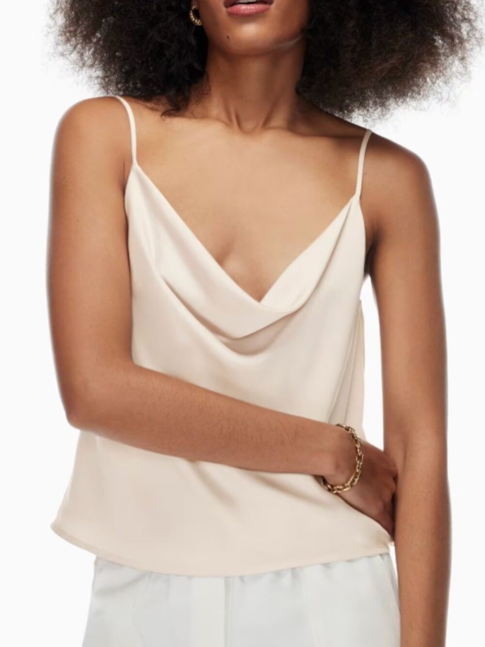Aritzia Babaton Satin Cowl-neck Camisole XS Denude Pink Beige